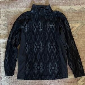 Columbia Black Geometric Light Weight Half-Zip Fleece
